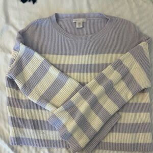 Cozy Striped Sweater in Lavender and Cream